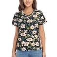 thumbnail image 1 of Yiaed Flowers Print Women's T Shirt V-Neck Short Sleeve Shirt Casual Breathable Tee Summer Tops-XX-Large, 1 of 5