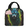 thumbnail image 1 of Yiaed Fluorescent Wolf Print Insulated Lunch Bag Reusable Cute Tote Lunch Box, Leakproof Cooler Lunch Bags for Work Office Travel School Picnic, 1 of 5