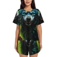 thumbnail image 1 of Yiaed Fluorescent Wolf Print Short Sleeve Pajama Sets for Women Casual Crew Neck 2 Piece Lounge Sets Women's Short-Sleeved Pajama-X-Large, 1 of 5