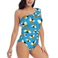 thumbnail image 1 of Yiaed Flying Bees Print Women One Piece Swimsuits Tummy Control One Shoulder Bathing Suits Pattern Ruffle Swimwear-Medium, 1 of 8
