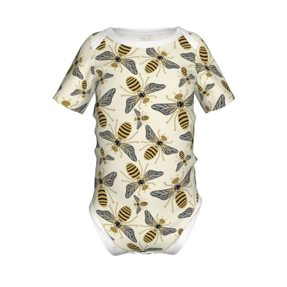 Yiaed Flying Bees1 Print Infant Climbing Short Sleeve Onesie One-Piece Baby Bodysuit Clothes 0-12 Months -18 Months