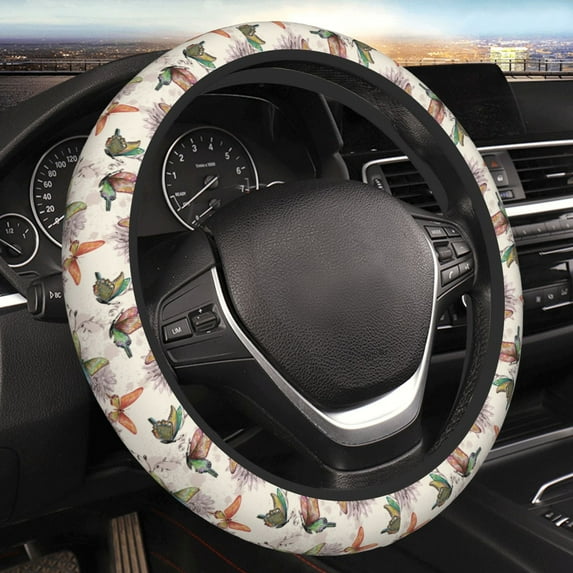 Yiaed Flying Butterflies-1 Steering Wheel Cover,Universal 15 Inch Anti Slip Steering Wheel Protector Car Accessories Interior for Auto Truck SUV