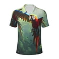 thumbnail image 1 of Yiaed Flying Parrots In JunglePrint Men's Short Sleeve Polo Shirt,Golf Polo for Men Three-Button Golf Shirt Athletic Casual Collared T-Shirt- Large, 1 of 7