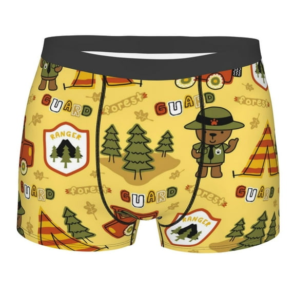 Yiaed Forest Guard Print Men's Soft Cotton Boxer Shorts Breathable Boxers Underwear Moisture-Wicking Underwear Stretch Boxer Briefs for Man-Medium