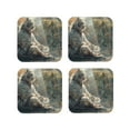 thumbnail image 1 of Yiaed Forest Meditating White Tiger Print Leather Coasters for Drinks - Cup Coasters Coffee Table Kitchen Table Bar, Home & Office Gifts Handmade Drink Coasters-Square, 1 of 6