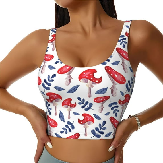 Yiaed Forest Mushrooms1 Print Ladies Waistcoat Women Sports Vest Vest Sports Women Sports Top Yoga Vest for Women-Medium