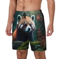 thumbnail image 1 of Yiaed Forest Plant Raccoon Print Mens Swim Trunks Bathing Suit Compression Liner Beach Swim Shorts Swimwear Quick Dry Zipper Pocket No-Chafing Board Short-XX-Large, 1 of 6