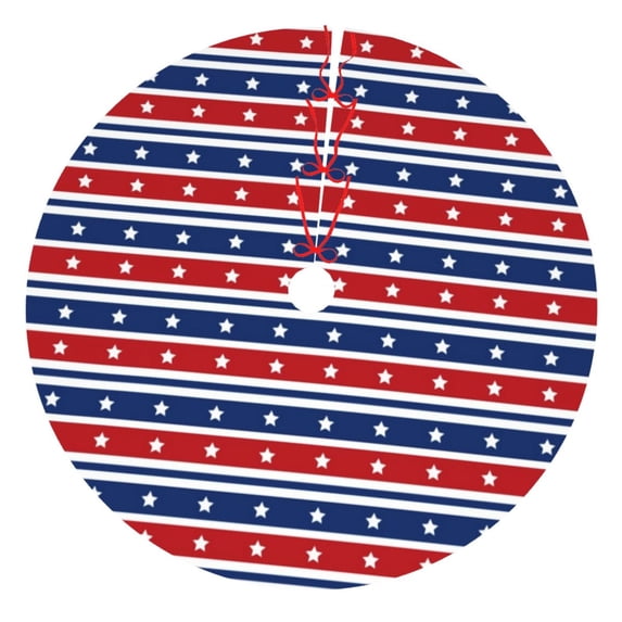 Yiaed Fourth Of July Print Christmas Tree Skirt , Tree SkirtsTree Mat for Christmas Winter Holiday Indoor Decorations-30"