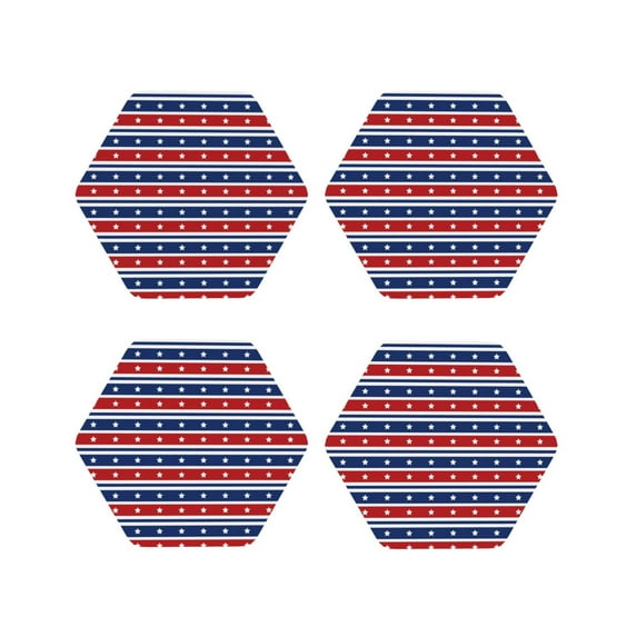 Yiaed Fourth Of July Print Leather Coasters for Drinks - Cup Coasters Coffee Table Kitchen Table Bar, Home & Office Gifts Handmade Drink Coasters-Hexagon