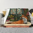 thumbnail image 1 of Yiaed Fox Bathtub Floral Art Print Blanket Throw Blanket Soft Cozy Flannel Blanket for Home Bed Sofa Couch Chair-40"x30", 1 of 6