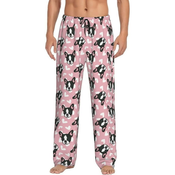 Yiaed French Bulldog Print Men's Lounge Pants, Loose PJ Bottoms, Long Pajama Pants for Men-X-Large