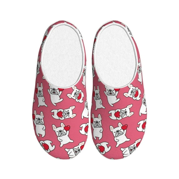 Yiaed French Bulldog Print Slippers Fuzzy Warm Cozy Slippers Non Slip House Slippers For Indoor Outdoor Slippers House Slippers-39/40