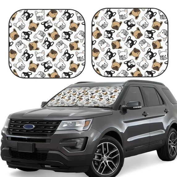 Yiaed French Bulldog3 Print Car Front Windshield Sun Shade,Foldable Anti-UV Car Sunshade for Front Window for Most Vehicles-Large