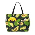 thumbnail image 1 of Yiaed Fresh Avocado Print Large Capacity Beach Travel Bag - Waterproof Zipper Vacation Tote for Sandproof Storage, and Camping, 1 of 5