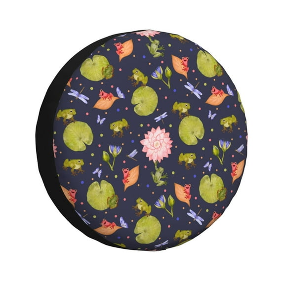 Yiaed Frog And Flowers Print Print Tire Wheel Cover, tire covers for trailers,rv wheel covers,rv tire covers, camper tire covers,tire covers for cars-16 inch