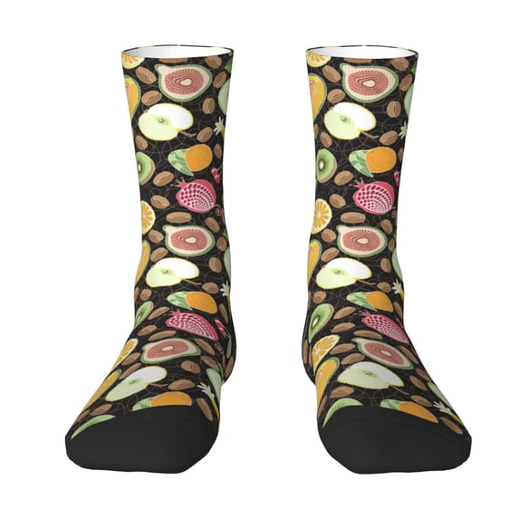 Yiaed Fruits Print Great elasticity Crew Socks Sports socks for Men and Women