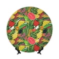 thumbnail image 1 of Yiaed Fruits Vegetables And Berries Print Bone China Decorative Plate Ceramic Dinner Plates Art Crafts with Display Stand-6in, 1 of 6