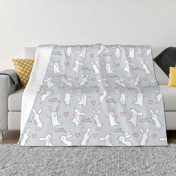 Yiaed Fun Rabbit Print Blanket Throw Blanket Soft Cozy Flannel Blanket for Home Bed Sofa Couch Chair-40"x30"