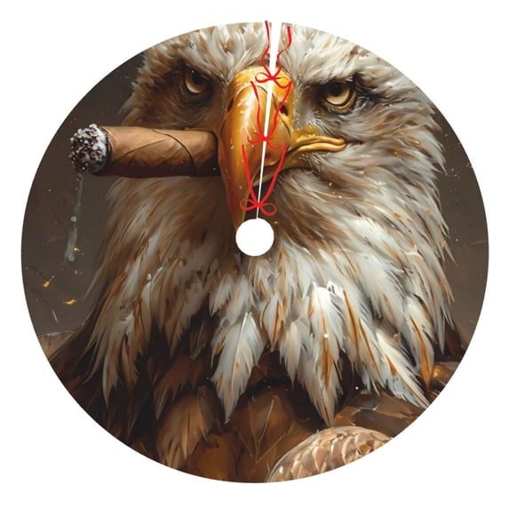 Yiaed Funny Bald Eagle Print Christmas Tree Skirt , Tree SkirtsTree Mat for Christmas Winter Holiday Indoor Decorations-36"