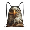 thumbnail image 1 of Yiaed Funny Bald Eagle Print Drawstring Bags Drawstring Backpack Bulk String Back Pack Gym Sport Bag-Small, 1 of 5