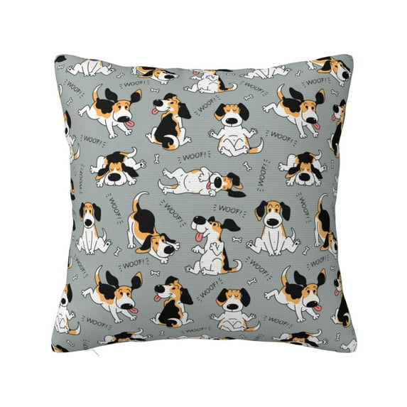 Yiaed Funny Beagle Active Dog Print Pillow Covers Super Soft Decorative Square Throw Pillow Covers Case Cushion Covers for Sofa Couch Bedroom Car Decor(No pillow core)-16"x16"