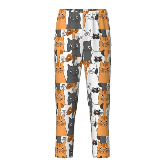 Yiaed Funny Cats Print Teenagers' Lounge Pants, Loose PJ Bottoms, Long Pajama Pants for Men-XS(5-6)