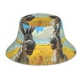 thumbnail image 1 of Yiaed Funny Countryside Donkey Print Reflective Stripe Bucket Hat Unisex Funny Outdoor Fisherman Cap Beach Sun Hat, 1 of 5