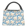 thumbnail image 1 of Yiaed Funny Cute Healthy Teeth Print Lunch box lunch bag Portable Insulated Lunch Box for Women Men Cooler Tote Bag with Front Pocket for Work Picnic Travel, 1 of 6