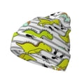 thumbnail image 1 of Yiaed Funny Dinosaurs on Stripes Print Winter Beanie for Men Women, Fleece Lined Beanie Soft Warm Knit Hat Ski Stocking Cuffed Ca, 1 of 6