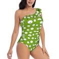 thumbnail image 1 of Yiaed Funny Sheep Doing Yoga Print Women One Piece Swimsuits Tummy Control One Shoulder Bathing Suits Pattern Ruffle Swimwear-Small, 1 of 8