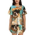 thumbnail image 1 of Yiaed Funny Swimming Chihuahua Print Short Sleeve Pajama Sets for Women Casual Crew Neck 2 Piece Lounge Sets Women's Short-Sleeved Pajama-Medium, 1 of 5