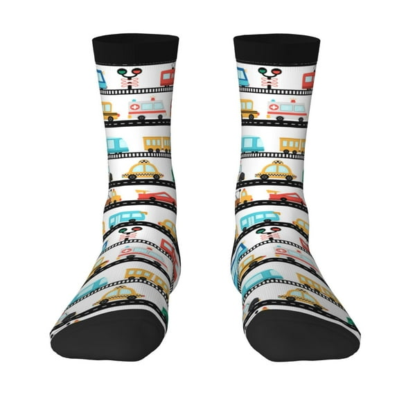 Yiaed Funny Transport Print Great elasticity Crew Socks Sports socks for Men and Women
