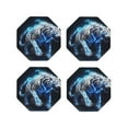 thumbnail image 1 of Yiaed Futuristic Blue Light White Tiger Print Leather Coasters for Drinks - Cup Coasters Coffee Table Kitchen Table Bar, Home & Office Gifts Handmade Drink Coasters-Octagon, 1 of 6