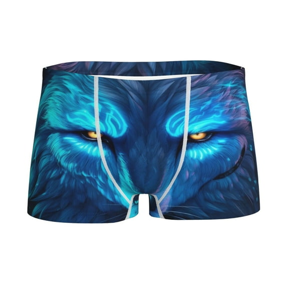 Yiaed Futuristic Blue Light Wolf Print Boys' Boxer Briefs Cotton Casual Stretch Comfort Boys Boxers - Kids Boxer Briefs Underwear for Boys (6-18)-X-Large