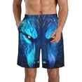thumbnail image 1 of Yiaed Futuristic Blue Light Wolf Print Men's Swim Trunks with Lining Quick Dry Sports Shorts Beach Shorts Boardshorts-Large, 1 of 5