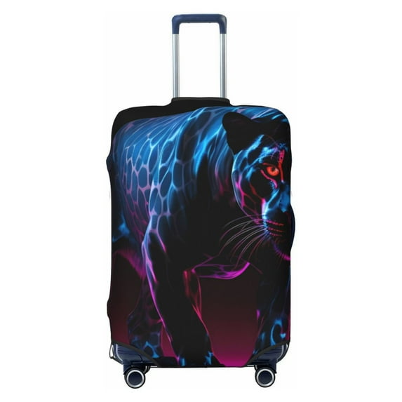 Yiaed Futuristic Purple Panther Print Travel Luggage Cover Suitcase Protector Fits 18-32 Inch Luggage Wheel Covers Patterned Elastic Luggage Anti-scratch(No luggage)-X-Large
