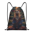 thumbnail image 1 of Yiaed Garden Meditating Weasel Print Drawstring Bags Drawstring Backpack Bulk String Back Pack Gym Sport Bag-Small, 1 of 5