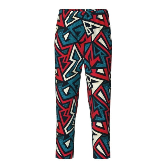 Yiaed Geometric Elements Print Teenagers' Lounge Pants, Loose PJ Bottoms, Long Pajama Pants for Men-XS(5-6)