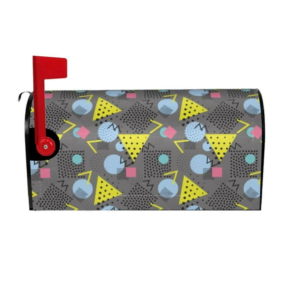 Yiaed Geometric Print Mailbox Covers, Magnetic Mailbox Cover, Mail Box Covers for Garden Outdoor Decor Box Covers-25.5x21 in