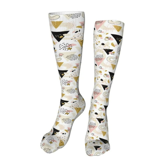 Yiaed Geometric Triangle Print Great elasticity Adult Stockings Sports socks for Men and Women-One Size