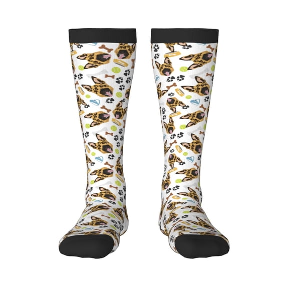 Yiaed German Shepherd Dog Print Great elasticity Adult Stockings Sports socks for Men and Women