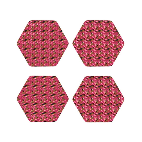 Yiaed German Shepherd Dog Print Leather Coasters for Drinks - Cup Coasters Coffee Table Kitchen Table Bar, Home & Office Gifts Handmade Drink Coasters-Hexagon