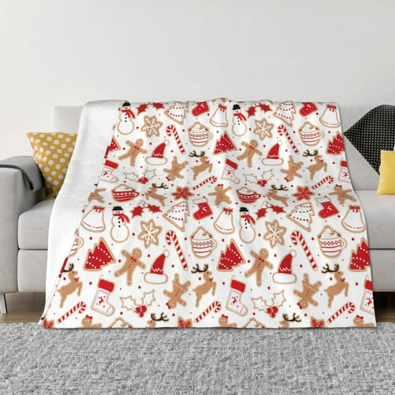 Yiaed Gingerbread Holiday Sweets Print Blanket Throw Blanket Soft Cozy Flannel Blanket for Home Bed Sofa Couch Chair-40"x30"