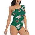 thumbnail image 1 of Yiaed Gingerbread Snowman Cookies Print Women One Piece Swimsuits Tummy Control One Shoulder Bathing Suits Pattern Ruffle Swimwear-Large, 1 of 8