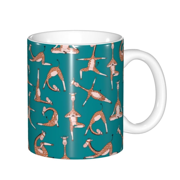 Yiaed Giraffes Doing Various Yoga Print Ceramics Coffee,Large Handle Design,Extra Large Tea and Coffee Cup for Office and Home Mugs