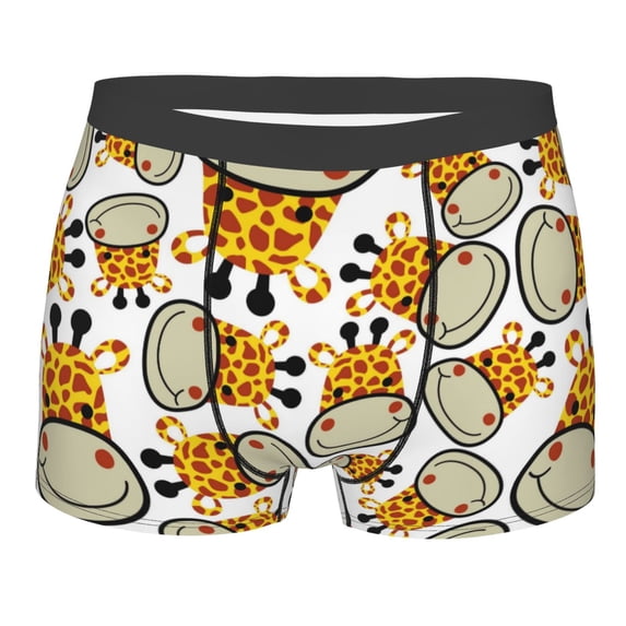 Yiaed Giraffes Head Print Men's Soft Cotton Boxer Shorts Breathable Boxers Underwear Moisture-Wicking Underwear Stretch Boxer Briefs for Man-Small