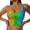 thumbnail image 1 of Yiaed Glitter Rainbow Print Ladies Waistcoat Women Sports Vest Vest Sports Women Sports Top Yoga Vest for women-X-Large, 1 of 8