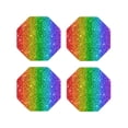thumbnail image 1 of Yiaed Glitter Rainbow Print Leather Coasters for Drinks - Cup Coasters Coffee Table Kitchen Table Bar, Home & Office Gifts Handmade Drink Coasters-Octagon, 1 of 6