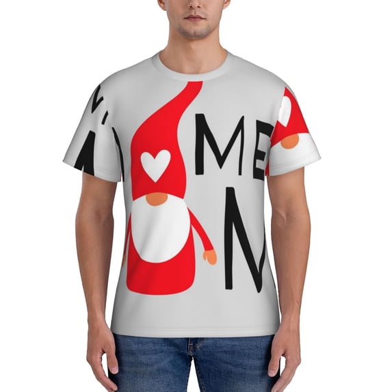 Yiaed Gnome Home With A Cute Gnome Print Mens Short Sleeve Tight Fit T-Shirt, Crewneck Casual Tee-Medium