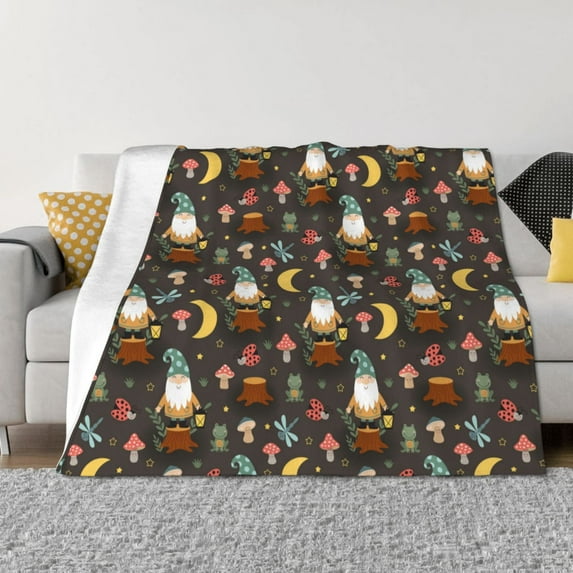 Yiaed Gnome Insect Frog Print Blanket Throw Blanket Soft Cozy Flannel Blanket for Home Bed Sofa Couch Chair-40"x30"